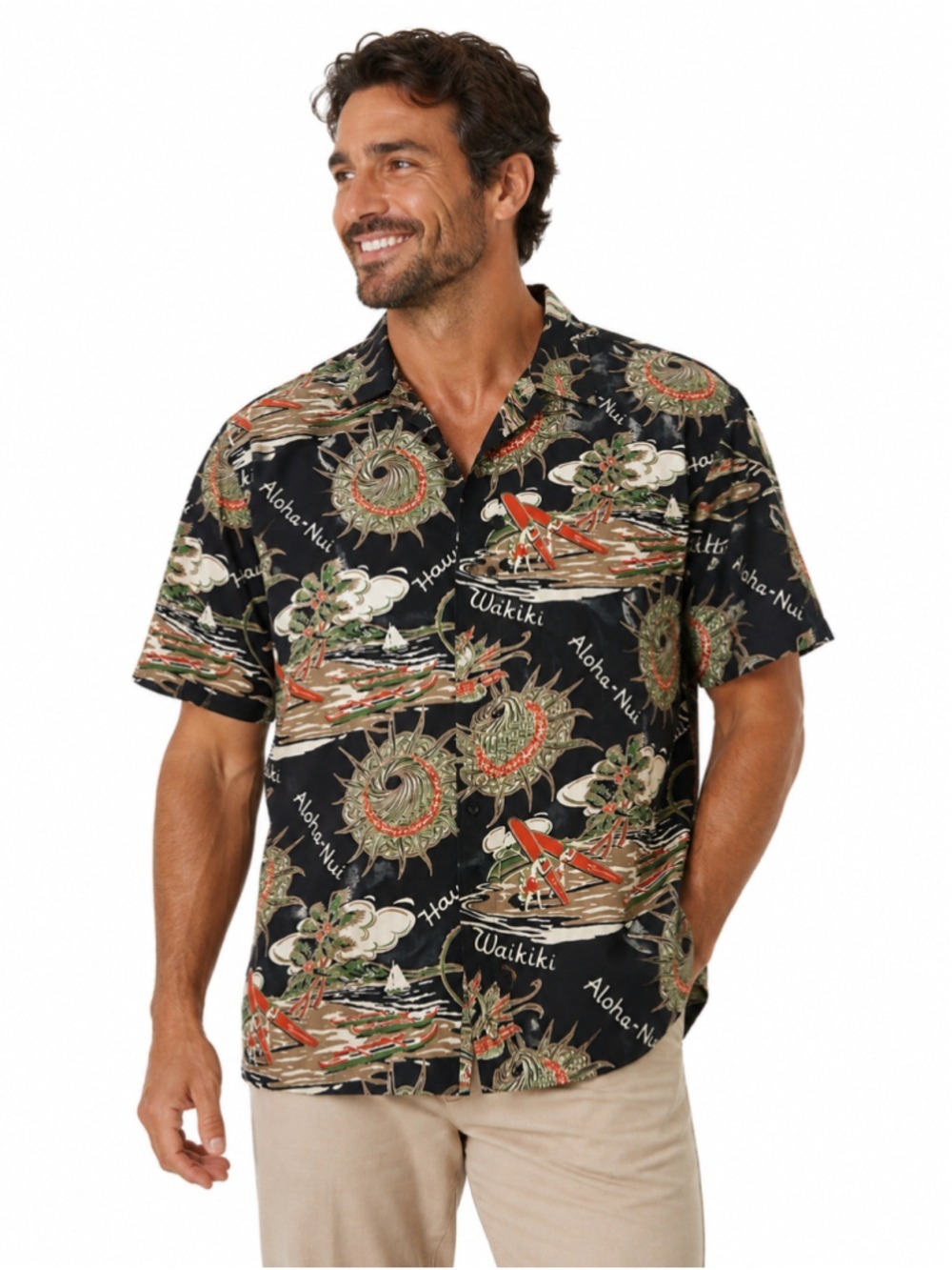 Men's Cooke Street Hawaiian Shirt Large Hawaiian Waikiki Print Button Down